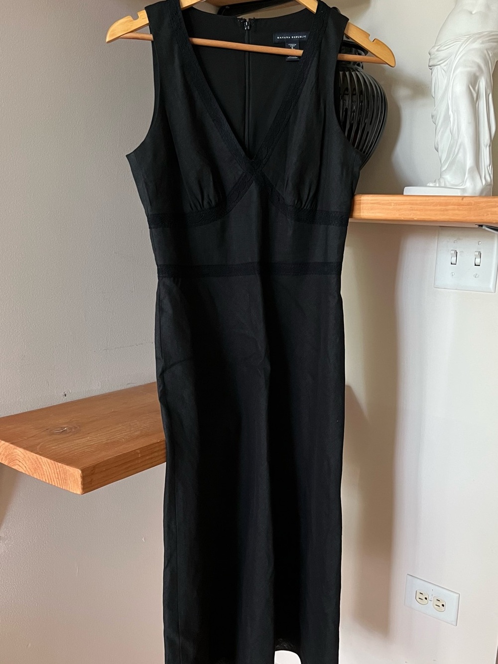 Banana Republic Black lace-Trim linen Dress